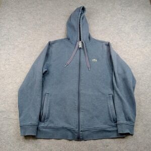 Lacoste Hoodie Mens Large Blue Sport Fleece Full Zip Sweatshirt Logo SH7609